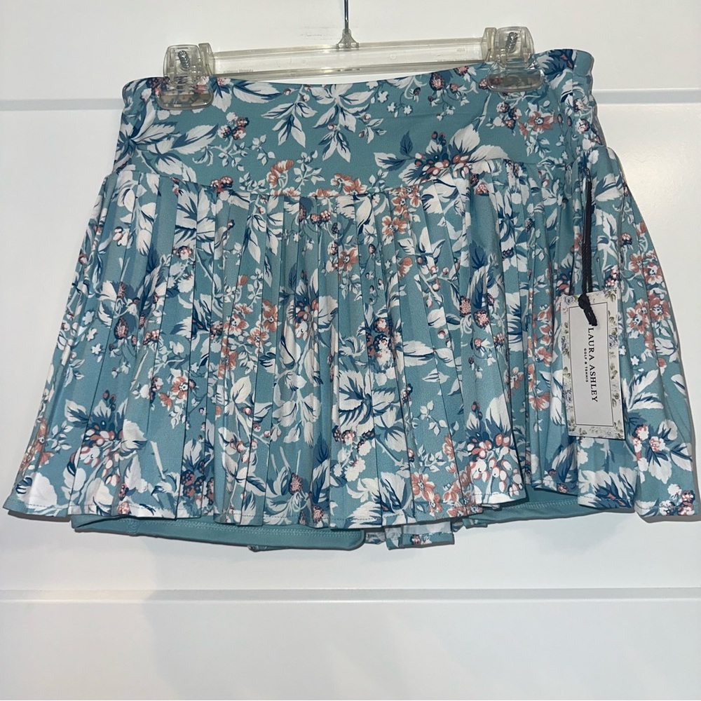 Laura Ashley golf & tennis skirt skort Blue floral Large NWT
